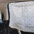 Car window sunshade curtain for babies featuring yellow crown pattern on white fabric - Small Crown