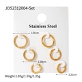 Three-piece set of gold stainless steel hoop earrings in different sizes for women - 3 Pairs Hoop Earring Set (JDS2312004-Set)