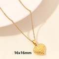 Golden 18k plated heart pendant necklace with honeycomb relief texture, 16x16mm size - Textured Bumpy Heart / Gold