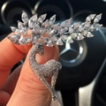 Luxury silver reindeer brooch with sparkling crystals and marquise rhinestones in hand - Silver Reindeer Style (X0269)