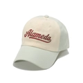 Detalle del bordado rojo Alameda en una gorra de algodón verde menta y crema - Verde Claro y Crema (Bordado Rojo)