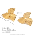 Minimalist 18K gold plated stainless steel leaf earrings in a boomerang shape - Boomerang Leaf Studs / Gold
