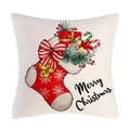 Christmas pillowcase featuring a red stocking with gifts and Merry Christmas text - 45x45CM (No Core) / 3605-2 Red Christmas Stocking