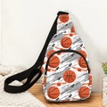 White mini kids crossbody chest bag with orange basketball and graffiti patterns - White Basketball