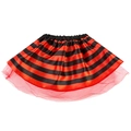 Red and black striped party skirt with elastic waist and red tulle hem for costumes - Black Red Striped Skirt