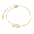 Goldfarbenes Engelnummer 222 Armband mit verstellbarer Gliederkette und Karabiner - 222 Fußkettchen / Gold