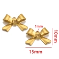 Golden stainless steel bow charm pendant with dimensions 10x15mm for DIY jewelry making - Gold-I
