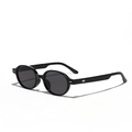 Klassische schwarze ovale Sonnenbrille mit silbernen Zierstiften auf weißem Grund - Glänzend Schwarz/Graue Linse