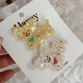 Lot de 2 barrettes chiot mignon avec pois colorés sur support cartonné blanc - 2 Pièces Chien à Serviette Dessin Animé