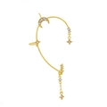 Goldene Ohrmanschette mit Mond, Sternen, funkelnden Strasssteinen und Sternanhänger - Stil F Gold Rechte Seite (M-460)