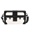 Retro contrast box bag in black and white with metal rivets and a vintage lock closure - White