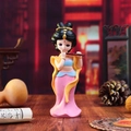 Traditional Tang Dynasty lady figurine playing flute with pink skirt and blue top - Playing Flute Style