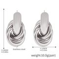 Pendientes minimalistas de acero inoxidable plateado con diseño de anillos entrelazados - Color Acero