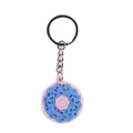 Portachiavi a ciambella rosa e blu con granella colorata in PVC morbido e metallo - Blu