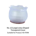 Lotus-shaped transparent silicone chair leg protector with brown felt pad size 40-47mm - No.13 Large Lotus Style