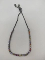 Adjustable bolo bracelet with multi-colored round zircons and dark gunmetal finish - Single Row Rainbow Zircon / Black Gold