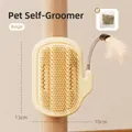 Cream cat self groomer with soft silicone bristles and feather wand toy for wall corner - Beige Feather Style