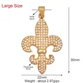 Gold plated fleur-de-lis pendant with white cubic zirconia crystals, 30mm height - Fleur-de-lis - Large / Gold