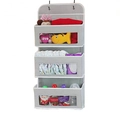 Three-tier grey hanging organizer with clear windows for baby nursery storage - 3 Compartments / Gray