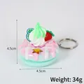 Porte-clés donut rose et menthe avec fraise et crème, diamètre de 4,5 cm, style kawaii - Décoration beignet fraise (avec porte-clés) / 4.50cm / Vert Clair