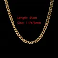 Dettaglio catena cubana in acciaio dorato da 45cm con maglie di misura 1,5x6x8mm - Maglia Cubana Lucida (1.5*6*8mm/45cm)
