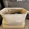 Large cream white shell makeup bag with double-layer storage and slogan detail - Cloud Bag White