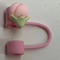 Pink peach silicone straw topper compatible with Stanley tumblers in 8-10mm size - Style 8