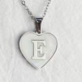 Heart shell necklace with letter E pendant in stainless steel for women - Letter E / Silver
