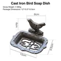 Vintage brown cast iron bird soap dish with drainage holes and antique finish style - Bird Soap Dish 3296 / Antique Bronze