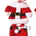 Mini gebreide kerstman servetring en kerstboomversiering met gouden gesp detail - Kerstman Set / Rood