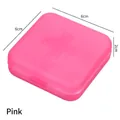 Pink 4-grid square portable pill box made of translucent plastic with cross symbol - Pink