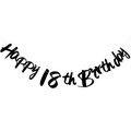 Black and gold Happy 18th Birthday banner for elegant adult party decorations - 18th Birthday Glitter Style / Black