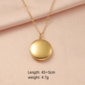 Golden round 316L stainless steel locket necklace with mirror finish on pink silk fabric - 20mm(MP585) / Gold