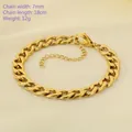 Pulsera de cadena minimalista en acero inoxidable chapado en oro de 18 quilates con cierre - Cadena NK (Cadena de Eslabones) / Color Acero