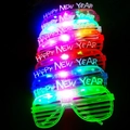 Colorful LED shutter glasses with Happy New Year glowing text in various colors - 3-LED New Year Glasses