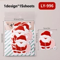 Autocollants de Père Noël pour scrapbooking avec 15 feuilles d'étiquettes décoratives - LY-996 (Père Noël Individuel)