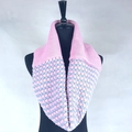 Pink and grey knit neck warmer featuring a soft texture on a black mannequin display - XLB-011 Pink and Grey