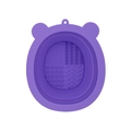 Purple foldable silicone makeup brush cleaning bowl with bear ears and textured bottom - Bear Shape / Purple