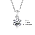 0.5ct 50pt D color Moissanite pendant necklace with six-prong S925 sterling silver setting - Six-Prong Round Necklace - Moissanite (FDDZ-091) / 5MM / Half Carat