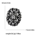 Elegant large black and grey glass flower brooch with rhinestones for suits - Gunmetal Gray
