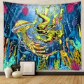 Arazzo fluorescente con medusa e subacqueo per decorazione murale cyberpunk - 73*95CM / Tessuto spazzolato