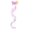 Rainbow gradient unicorn hair clip with colorful wavy synthetic hair extensions - 5# (Pink White Highlights Curly)