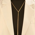 Minimalistische goldene Schlangenkette als Y-Halskette mit Schiebeperle und Anhänger - Gold Schlangenkette Stil (N-477)