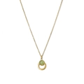 Collana placcata oro 18K con pietra naturale verde tonda e ciondolo strutturato - Pietra Verde Rotonda Dorata