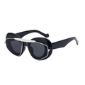 Occhiali da sole cat-eye neri con ponte in metallo argentato elegante per donna - Nero Lucido Grigio Argento