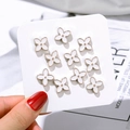 Set of 10 white four-leaf clover safety brooches with gold trim on display card - Four Petal Flower Mixed Style