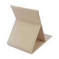 Opvouwbare beige kunstlederen make-upspiegel voor bureau met een textuurafwerking - Klein 85*124mm / Maanlichtwit