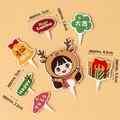 Christmas cake toppers set with reindeer and bells for holiday dessert decorations - Antler Girl Cake Toppers 5 Sets