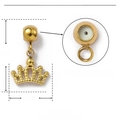 Technical dimensions of gold crown charm with rubber stopper inside in stainless steel - Crown Style(YF332)