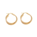 Minimalist triple-layered gold-tone geometric C-shaped hoop earrings on white background - Three-layer Intertwined Hoop Style (3#)